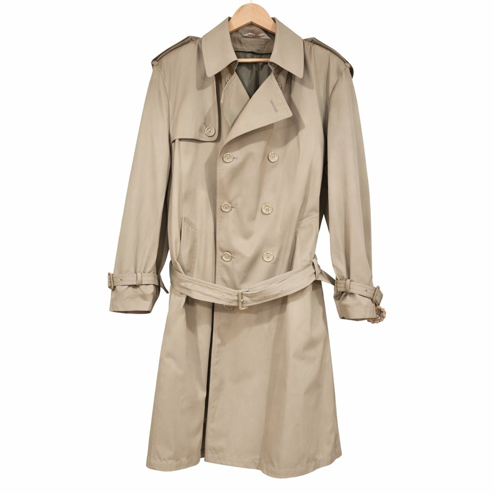 Oleg Cassini‎ Mens 42R Trench Coat Tan Khaki Double Breasted Thinsulate Liner